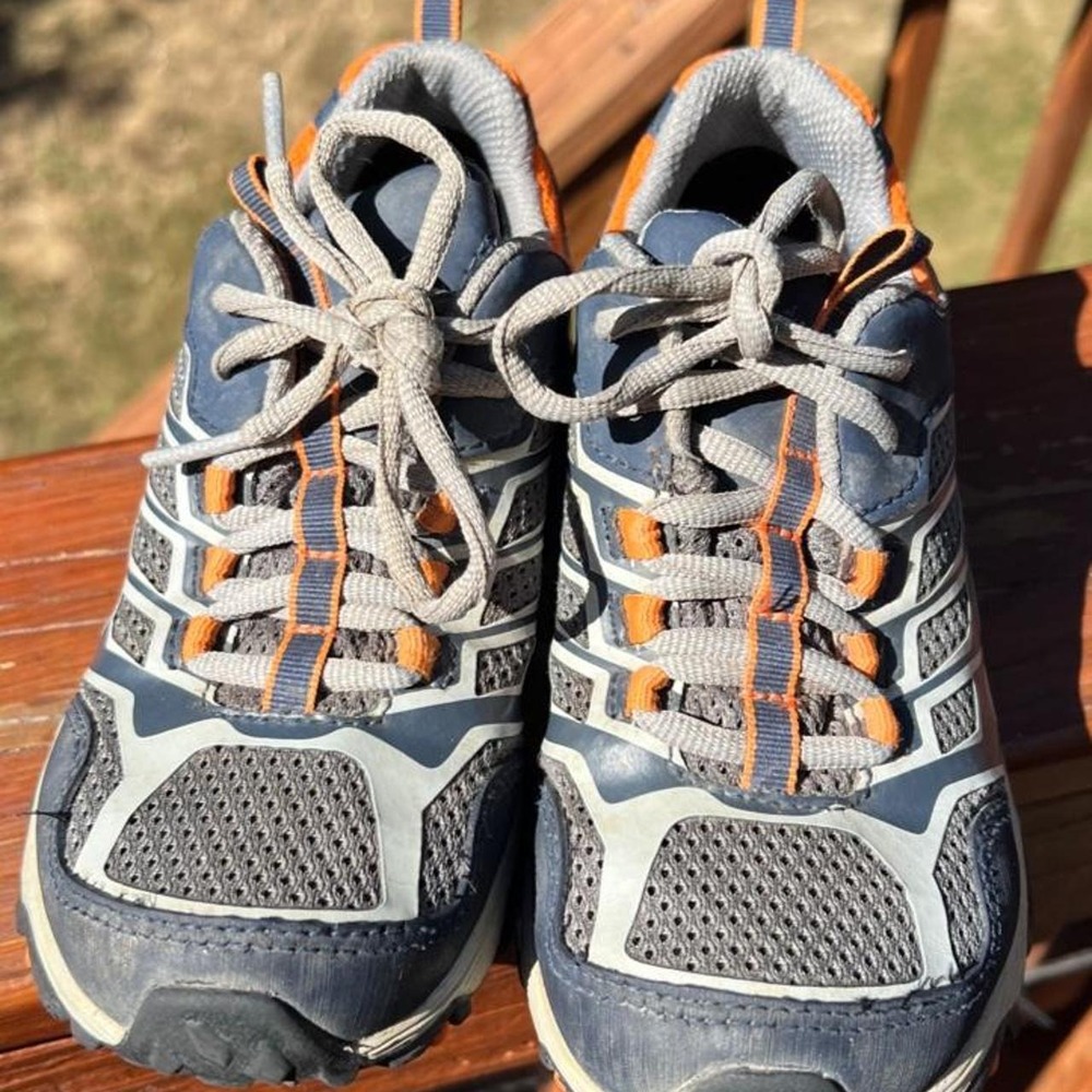 Merrell Moab FST Low Waterproof Hiking Sneakers Navy Orange Youth 1M